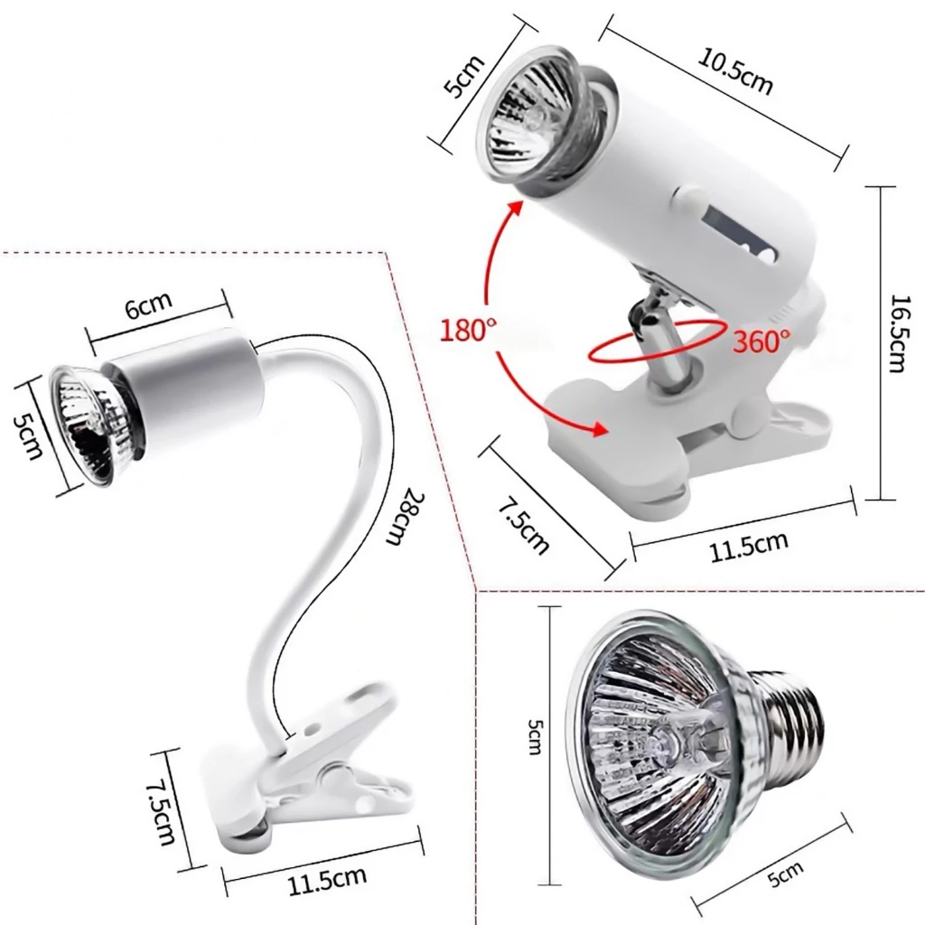Đèn và kẹp đèn sưởi cho rùa và bò sát - đèn UVA UVB cho thú cưng - Ảnh 2
